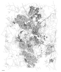 Canberra city map with roads and streets, Australia. Vector outline illustration.