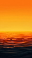 Obraz premium A serene ocean at sunset, featuring vibrant orange and yellow hues blending with undulating waves, creating a tranquil atmosphere.