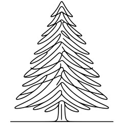 One line art christmas tree silhouette