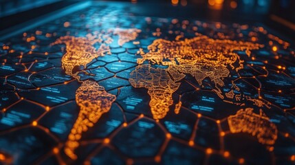 Global Digital Commerce Network Map, Representing Online Trading