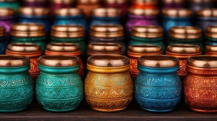 Colorful Artisan Jars in Vibrant Display