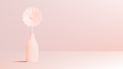 Minimalist Pink Flower in Vase - Elegant and Simple Floral Decor