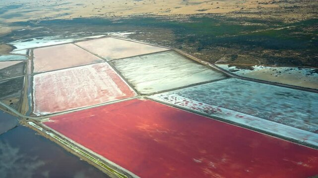 flight along Walvis Bay Salt Works Namibia