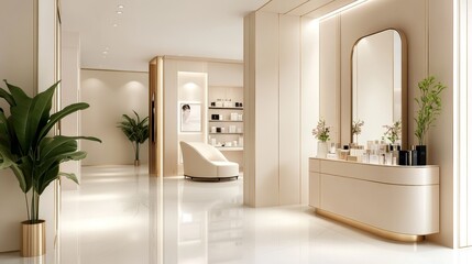 Fototapeta premium Luxury Beauty Salon Interior with Golden Accents