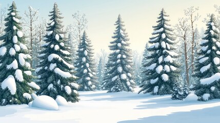 Fototapeta premium Snow Crowned Giants, Evergreen trees
