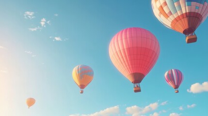 Fototapeta premium Colorful hot air balloons floating in the sky.