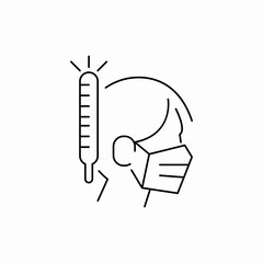 sick man with thermometer icon sign vector