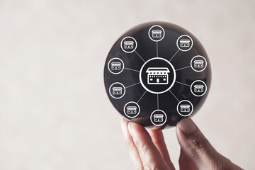 Business sale growth. Franchise concept