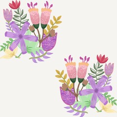 Vintage seamless flower pattern paisley ornament seamless pattern pastel pattern boho flower bouquet ,concept design for carpet , chic fabric pattern ,media print for batik and tile.