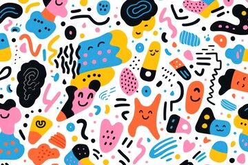 Cute doodle pattern drawing art.