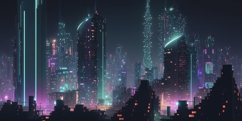 Fototapeta premium Night panorama of the city