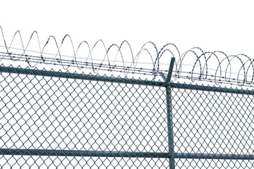 Barbed wire fence isolated on transparent background.