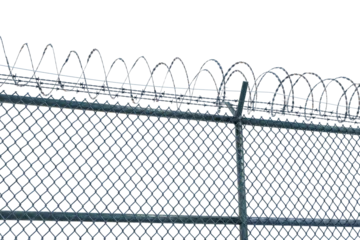 Barbed wire fence isolated on transparent background. © vchalup