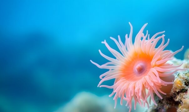 sea anemone with a close-up,Generative AI