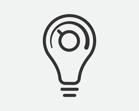 recommend clip art: Light dimmer icon line trendy design. Electricity lamp saving energy sign. Black and white flat style.