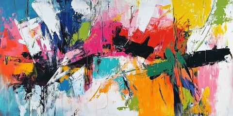 Obraz premium Abstract colorful oil painting with brush strokes.