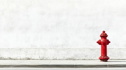 A red fire hydrant stands against a plain white wall, highlighting its purpose in urban safety.