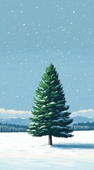 Fototapeta premium Emerald in Winter, Evergreen trees