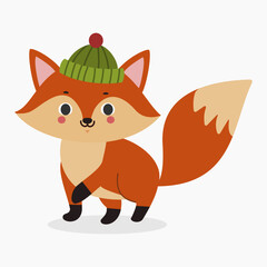Obraz premium Cute autumn fox vector illustration isolated on white background