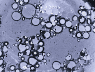 with bubbles. clean water drops and bubbles, gray abstract water background.