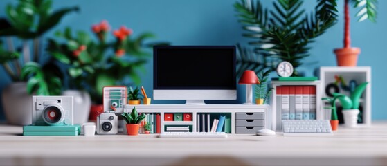 Creative Workspace with Stylish Functional Design Elements