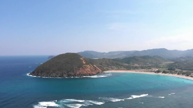 Mawun Beach, Lombok, Indonesia, Southeast Asia.
Aerial view of Mawun Beach, Lombok, Indonesia.