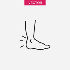 Leg ankle pain line icon. Foot pain outline simple flat black illustration for web and app..eps