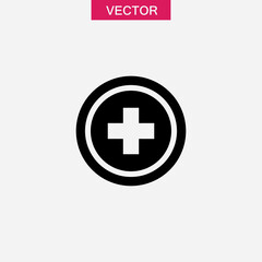 Medical cross emblem icon, vector flat black simple illustration for web and app..eps