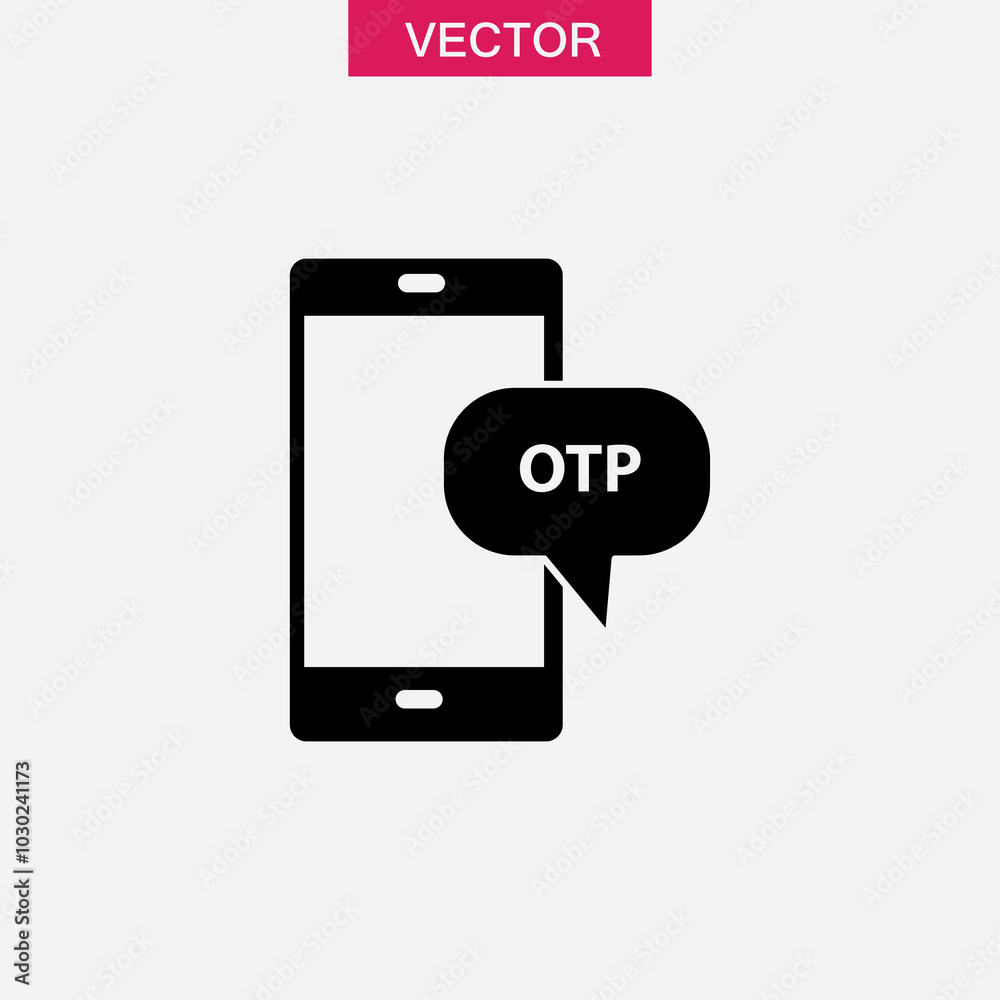 Wall mural mobile phone showing a one time password, vector solid illustration for web and app..eps