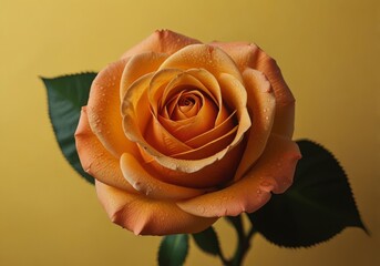 orange rose on yellow background