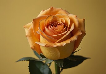 orange rose on yellow background