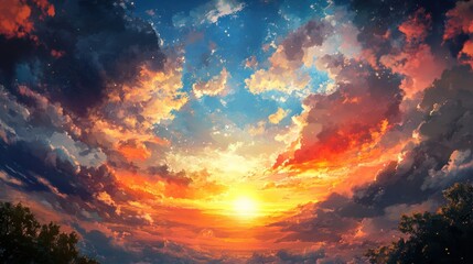 Sunset Sky with Clouds