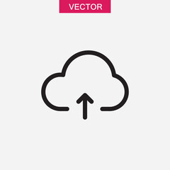 Cloud upload icon. vector flat black simple linear illustration for web and app..eps