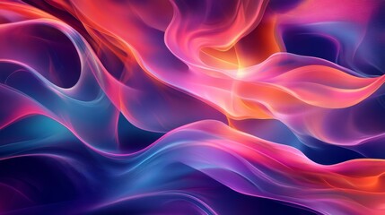 Obraz premium A vibrant wallpaper with swirling, abstract smoke lines. The lines create interesting shapes in a colorful, neon design. It's a modern and artistic background.
