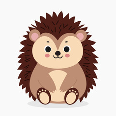 Cute hedgehog vector illustration isolated on white background