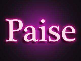 Pink glowing Neon light text effect of Hindi word Paise.	