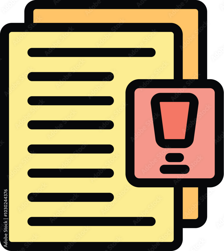 Poster document with exclamation mark icon representing an important task requiring immediate attention