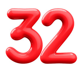 Red 3D Number 32