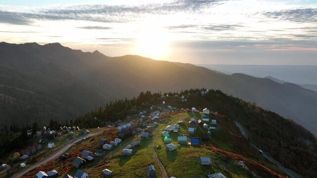 Aerial view of Gomismta village in the Ozurgeti Municipality of Guria, 2024 autumn
