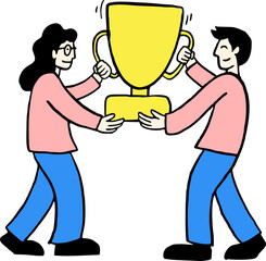 Lifting Trophy Hand Drawn Icon