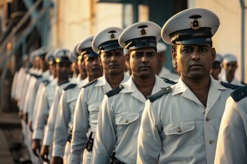 Indian Navy Officers Preparing for Marching Parade in Uniform