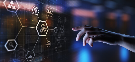 Automation of business and industrial process. Smart factory and technology innovation concept on...
