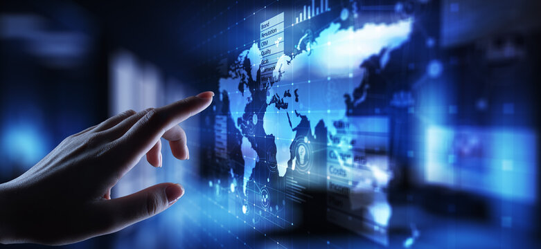 Business and marketing strategy dashboard, Data analysis control panel on virtual screen.