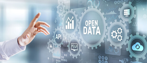 Open data database integration api internet technology concept.
