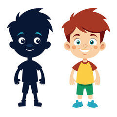 Funny boy in colour and silhouette