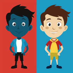 Funny boy in colour and silhouette