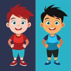 Funny boy in colour and silhouette