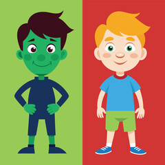 Funny boy in colour and silhouette