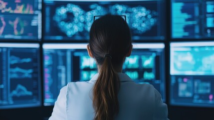 A professional designer reviewing data driven design trends on multiple screens to inform their creative direction and decision making process in a modern technology driven workspace