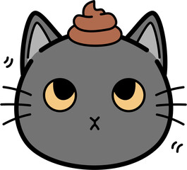 Cute gray cat With poop